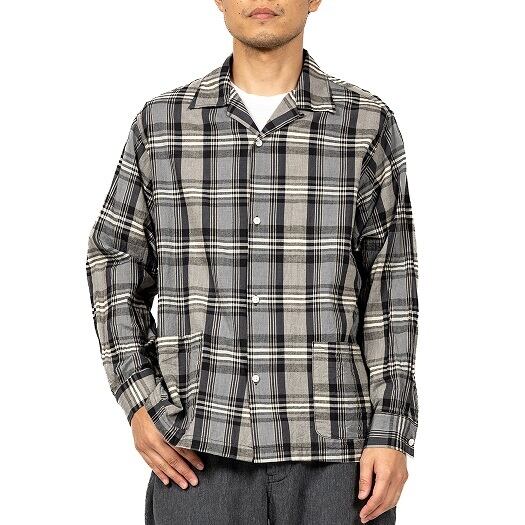 WORKERS(ワーカーズ)~Open Collar Shirt, Grey Madras~