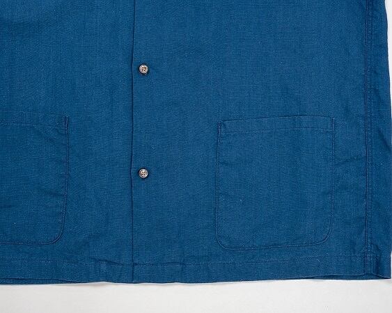 WORKERS(ワーカーズ)～Open Collar Shirt, Indigo Linen～