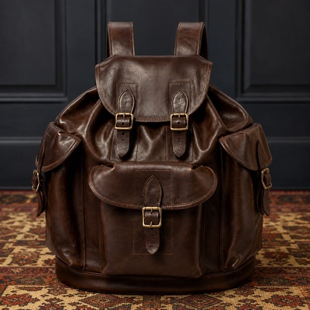 VASCO(ヴァスコ)～LEATHER ARMY RUCKSACK BROWN～