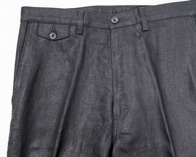 WORKERS(ワーカーズ)～Moonglow Trousers 21, French Linen Herringbone, Black～