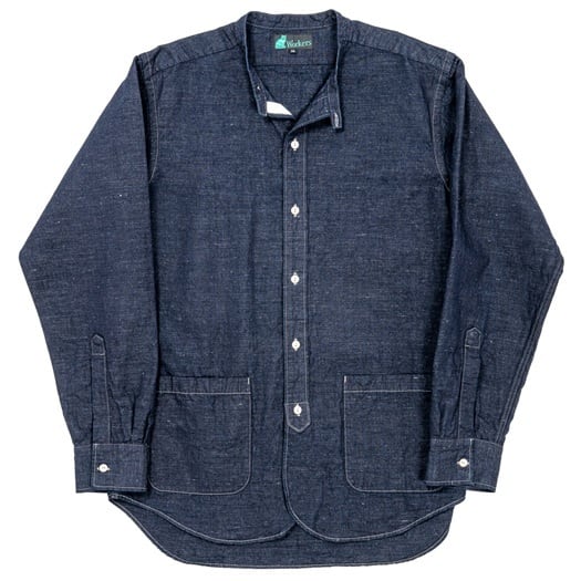WORKERS(ワーカーズ)～Band Collar Shirt, Indigo Cotton Linen～