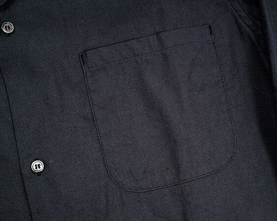 WORKERS(ワーカーズ)～Open Collar Shirt, Charcoarl Linen Cotton～