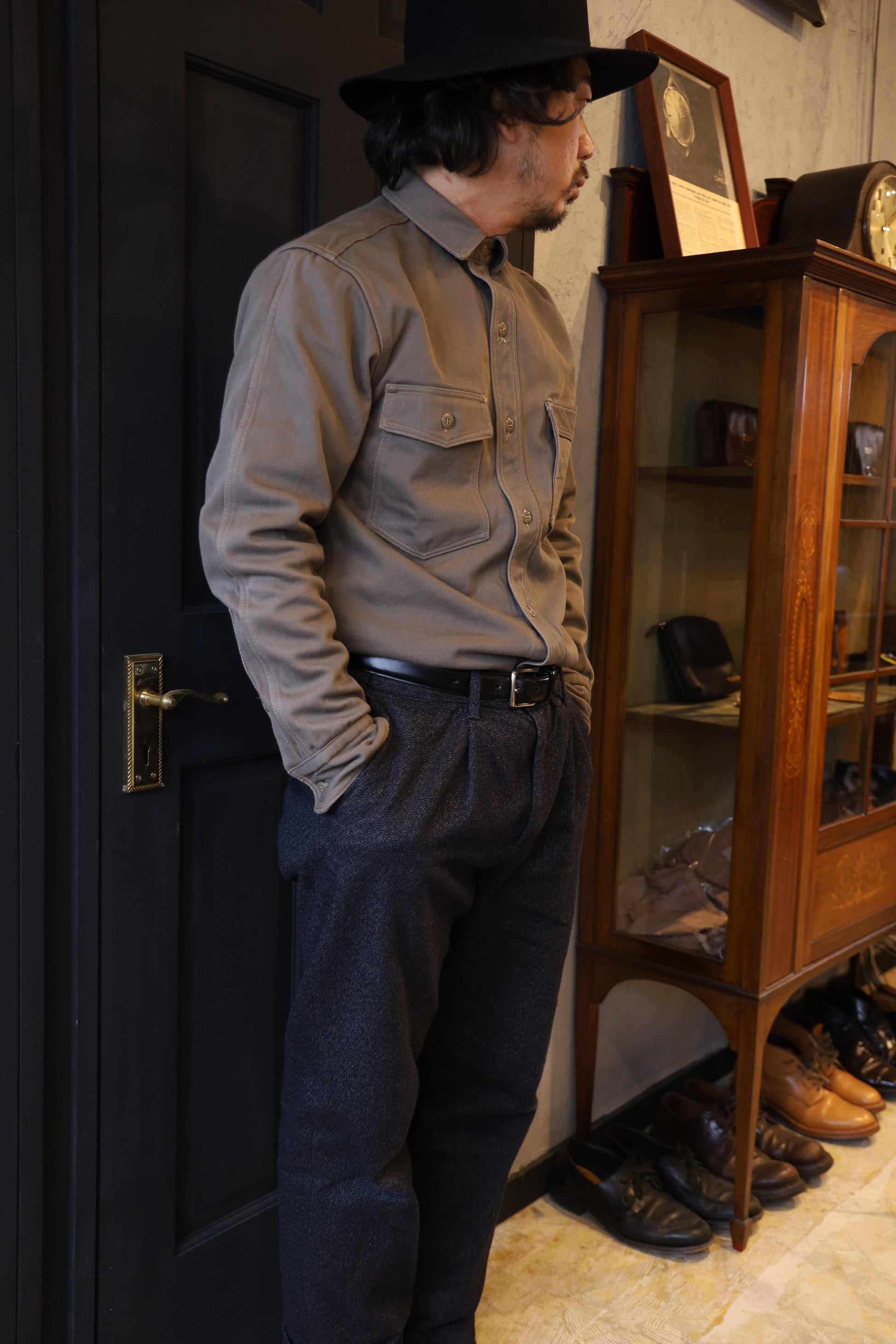 FREEWHEELERS(フリーホイーラーズ)～"Gemsa" WORK SHIRT M.GRAY～