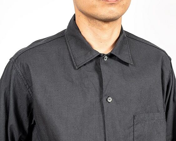 WORKERS(ワーカーズ)～Open Collar Shirt, Charcoarl Linen Cotton～