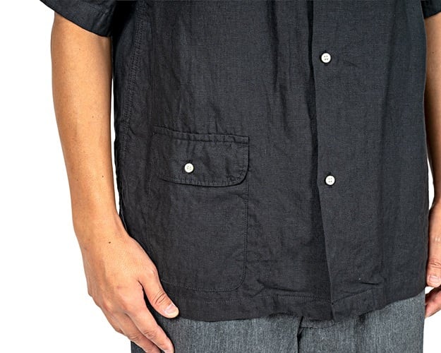WORKERS(ワーカーズ)～Open Collar Shirt, Black Linen～