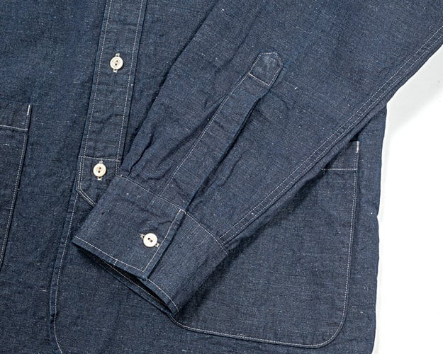 WORKERS(ワーカーズ)～Band Collar Shirt, Indigo Cotton Linen～