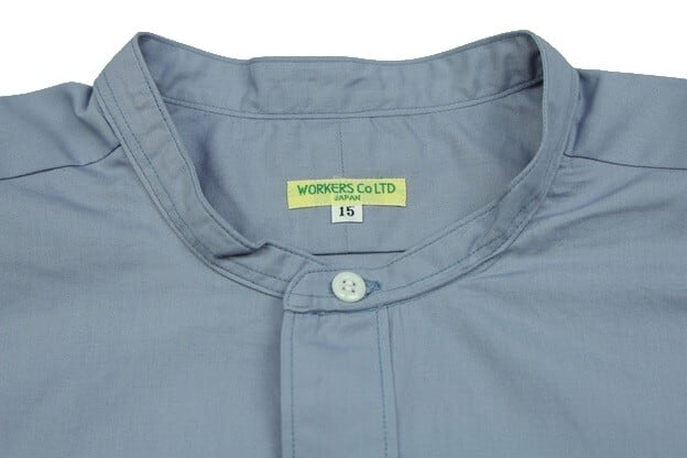 WORKERS(ワーカーズ)～Band Collar Shirt, Poplin, Blue Grey～