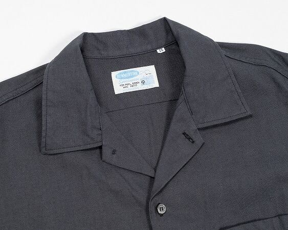 WORKERS(ワーカーズ)～Open Collar Shirt, Charcoarl Linen Cotton～