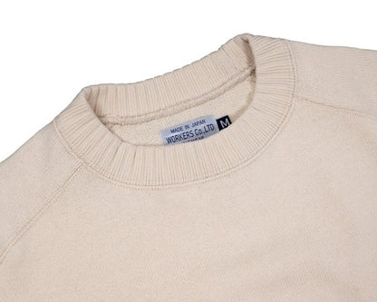 WORKERS(ワーカーズ)～Cotton Saddle Shoulder Sweater, White～