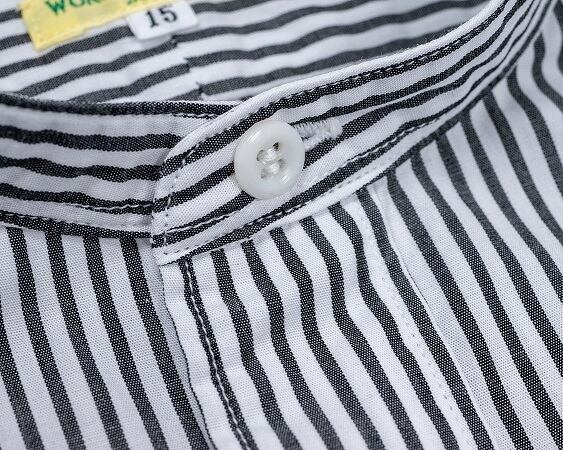 WORKERS(ワーカーズ)～Band Collar Shirt Stripe Poplin～