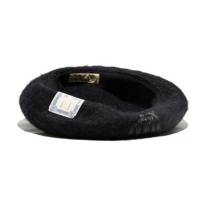 THE H.W.DOG & Co. (ドッグアンドコー) ～LEATHER WAPPEN FLUFFY BERET - Black～