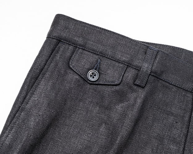WORKERS(ワーカーズ)～Moonglow Trousers 21, French Linen Herringbone, Black～