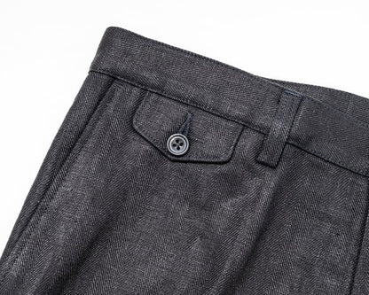 WORKERS(ワーカーズ)～Moonglow Trousers 21, French Linen Herringbone, Black～