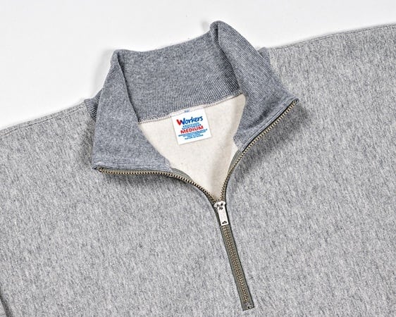 WORKERS(ワーカーズ) Trico Tag Sweat, Half Zip, Grey～