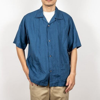 WORKERS(ワーカーズ)～Open Collar Shirt, Indigo Linen～