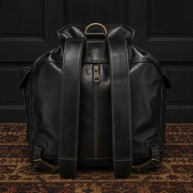 VASCO(ヴァスコ)～LEATHER ARMY RUCKSACK BLACK～