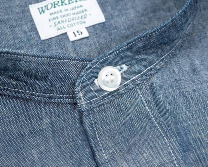 WORKERS(ワーカーズ)～Band Collar Shirt, Indigo Chambray～
