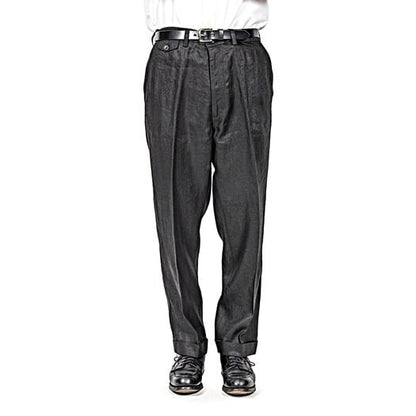 WORKERS(ワーカーズ)～Moonglow Trousers 21, French Linen Herringbone, Black～