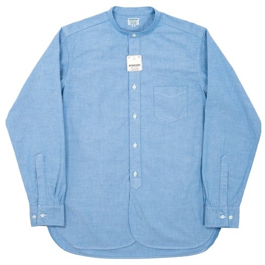 WORKERS(ワーカーズ)～Band Collar Shirt, Supima OX, Blue Pale～