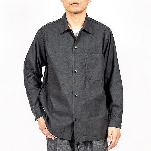 WORKERS(ワーカーズ)～Open Collar Shirt, Charcoarl Linen Cotton～