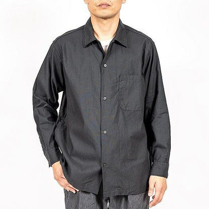 WORKERS(ワーカーズ)～Open Collar Shirt, Charcoarl Linen Cotton～