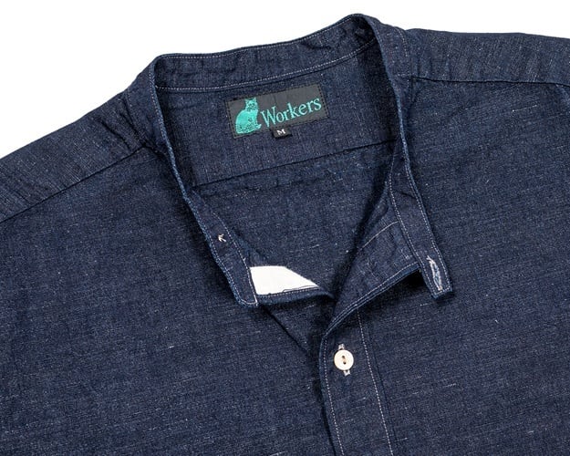 WORKERS(ワーカーズ)～Band Collar Shirt, Indigo Cotton Linen～
