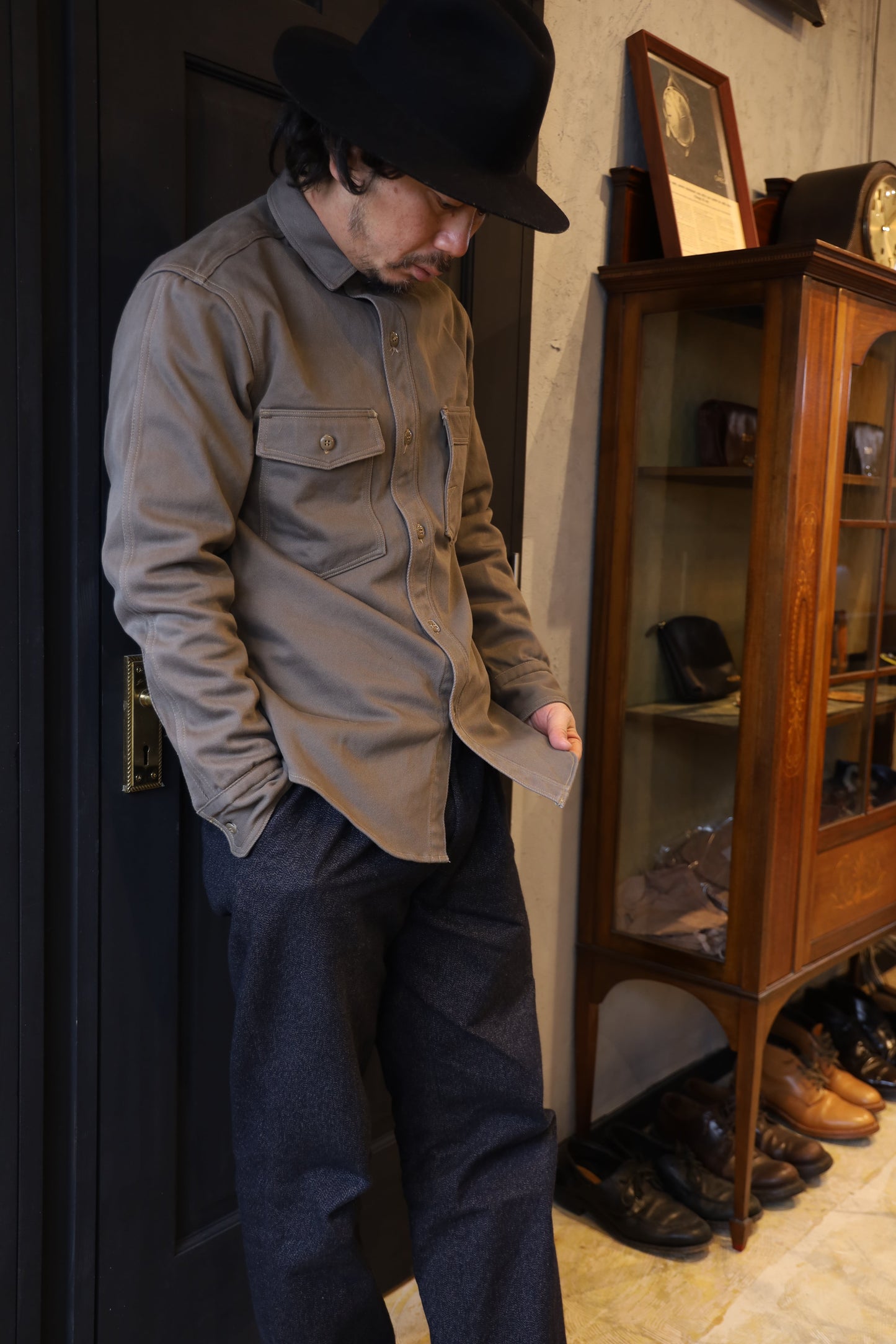 FREEWHEELERS(フリーホイーラーズ)～"Gemsa" WORK SHIRT M.GRAY～