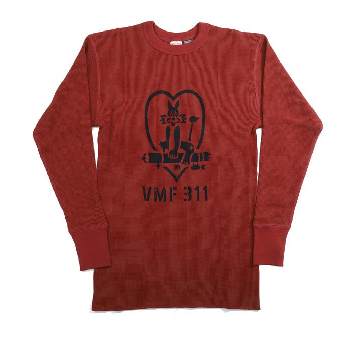 【FREEWHEELERS】"TOMCATS" CREW NECKED THERMAL LONG SLEEVE SHIRT DARK CRIMSON