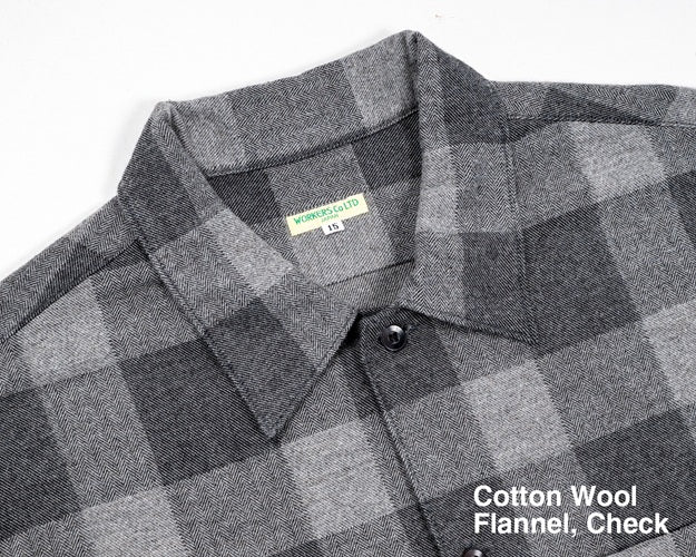 【WORKERS】Open Collar Shirt, Cotton Wool Flannel, Check
