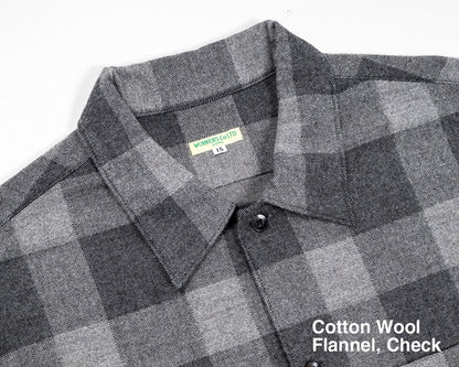 【WORKERS】Open Collar Shirt, Cotton Wool Flannel, Check