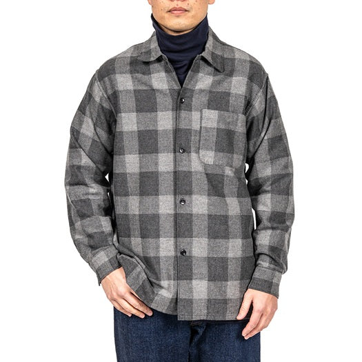 【WORKERS】Open Collar Shirt, Cotton Wool Flannel, Check