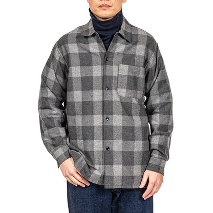 【WORKERS】Open Collar Shirt, Cotton Wool Flannel, Check