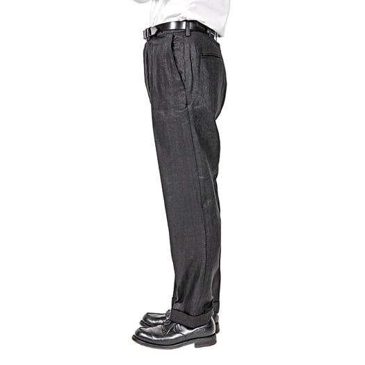 WORKERS(ワーカーズ)～Moonglow Trousers 21, French Linen Herringbone, Black～