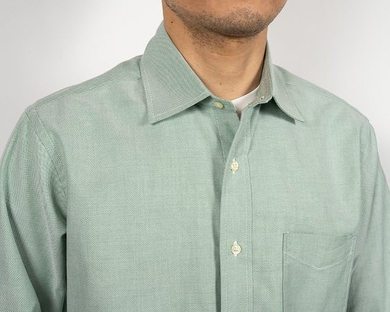 WORKERS(ワーカーズ)～Modified Wide Spread Shirt, American Sea Island Cotton OX, Green～