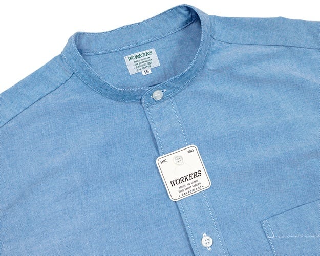 WORKERS(ワーカーズ)～Band Collar Shirt, Supima OX, Blue Pale～