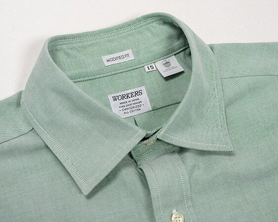 WORKERS(ワーカーズ)～Modified Wide Spread Shirt, American Sea Island Cotton OX, Green～