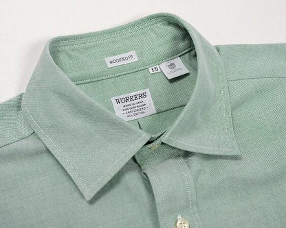WORKERS(ワーカーズ)～Modified Wide Spread Shirt, American Sea Island Cotton OX, Green～