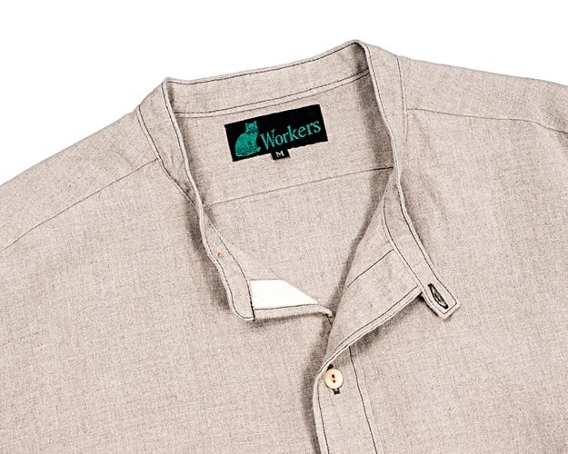 WORKERS(ワーカーズ)～Band Collar Shirt, Ecru Linen～