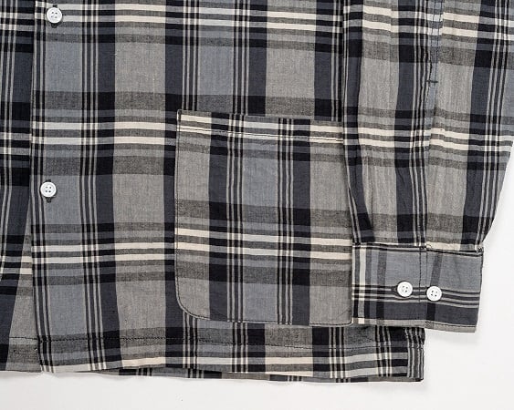 WORKERS(ワーカーズ)～Open Collar Shirt, Grey Madras～