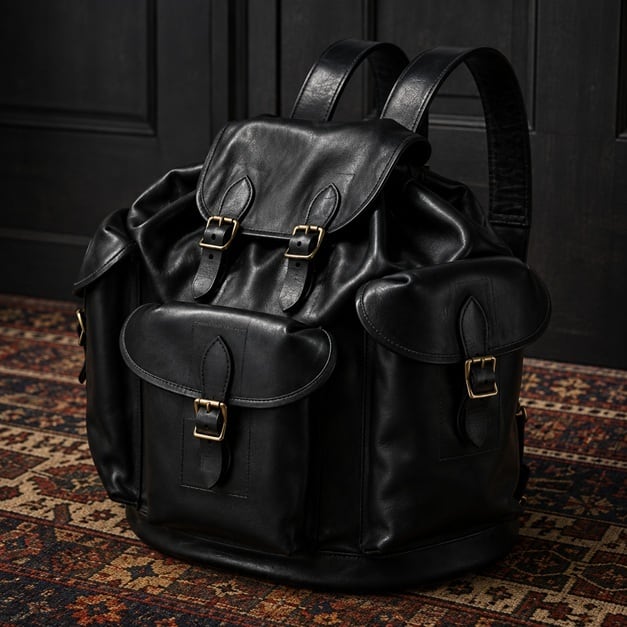 VASCO(ヴァスコ)～LEATHER ARMY RUCKSACK BLACK～