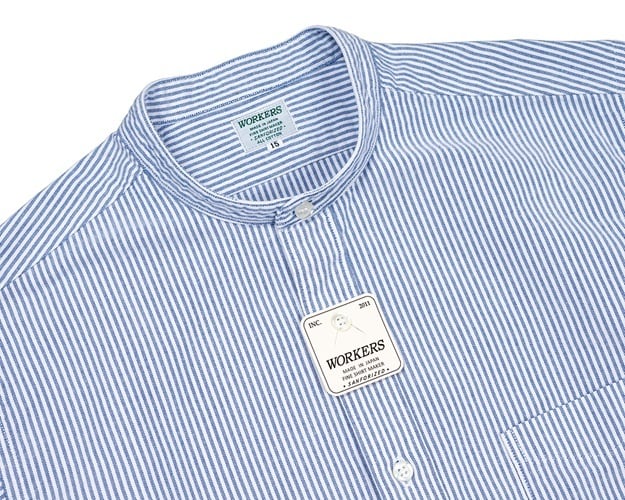WORKERS(ワーカーズ)～Band Collar Shirt, Supima OX, Stripe～