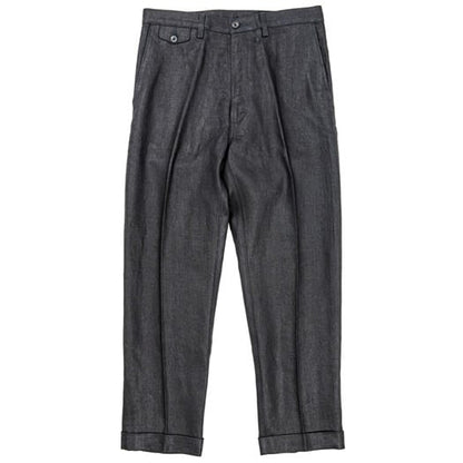 WORKERS(ワーカーズ)～Moonglow Trousers 21, French Linen Herringbone, Black～
