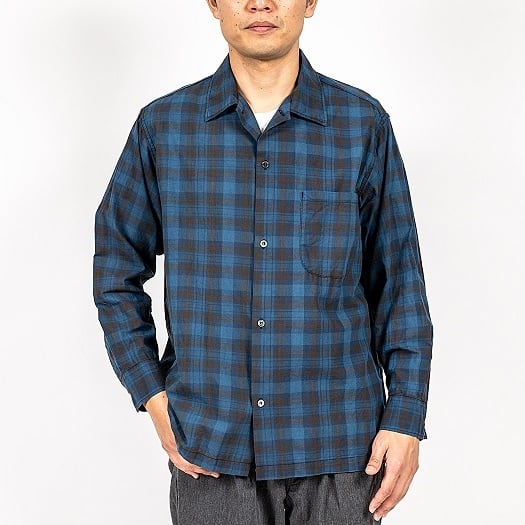 WORKERS(ワーカーズ)～Open Collar Shirt, Indigo Madras～