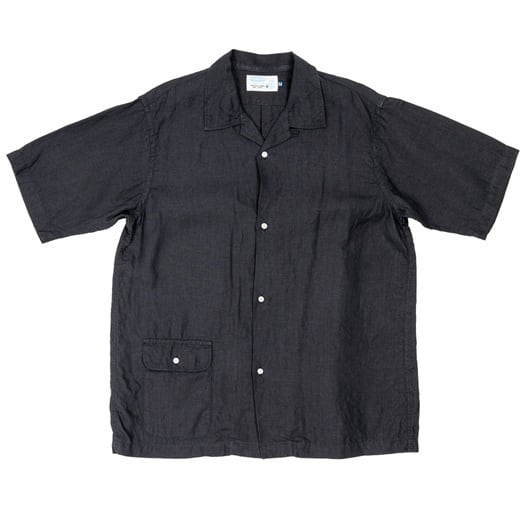 WORKERS(ワーカーズ)～Open Collar Shirt, Black Linen～