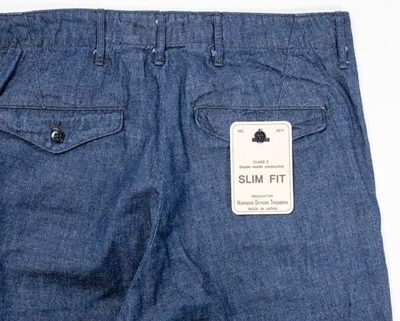 WORKERS(ワーカーズ)～Officer Trousers Slim, Type 2 8oz GR Back Denim～