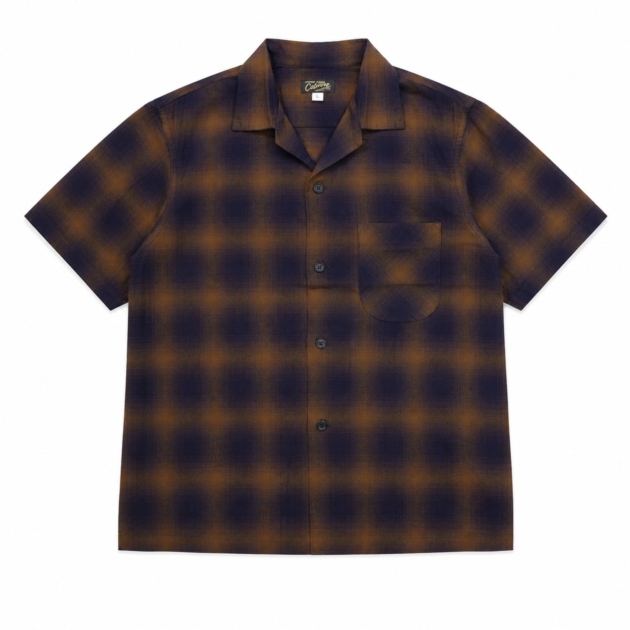 COLIMBO(コリンボ)～Modest Open Collar Shirt Brown "Indigo Ombre Check"～