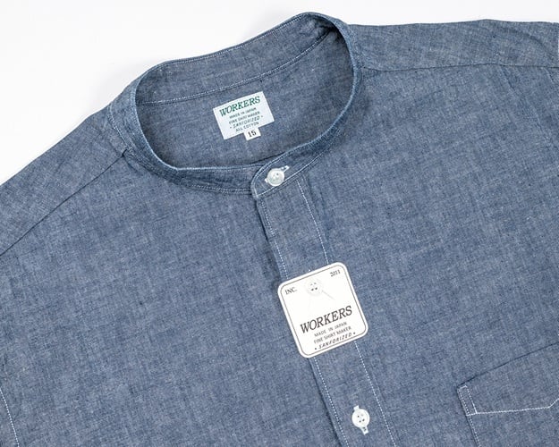 WORKERS(ワーカーズ)～Band Collar Shirt, Indigo Chambray～