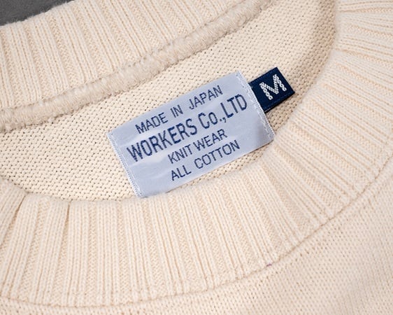WORKERS(ワーカーズ)～Cotton Saddle Shoulder Sweater, White～
