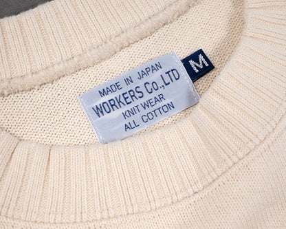 WORKERS(ワーカーズ)～Cotton Saddle Shoulder Sweater, White～
