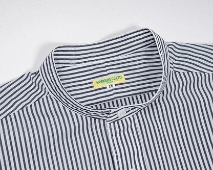 WORKERS(ワーカーズ)～Band Collar Shirt Stripe Poplin～